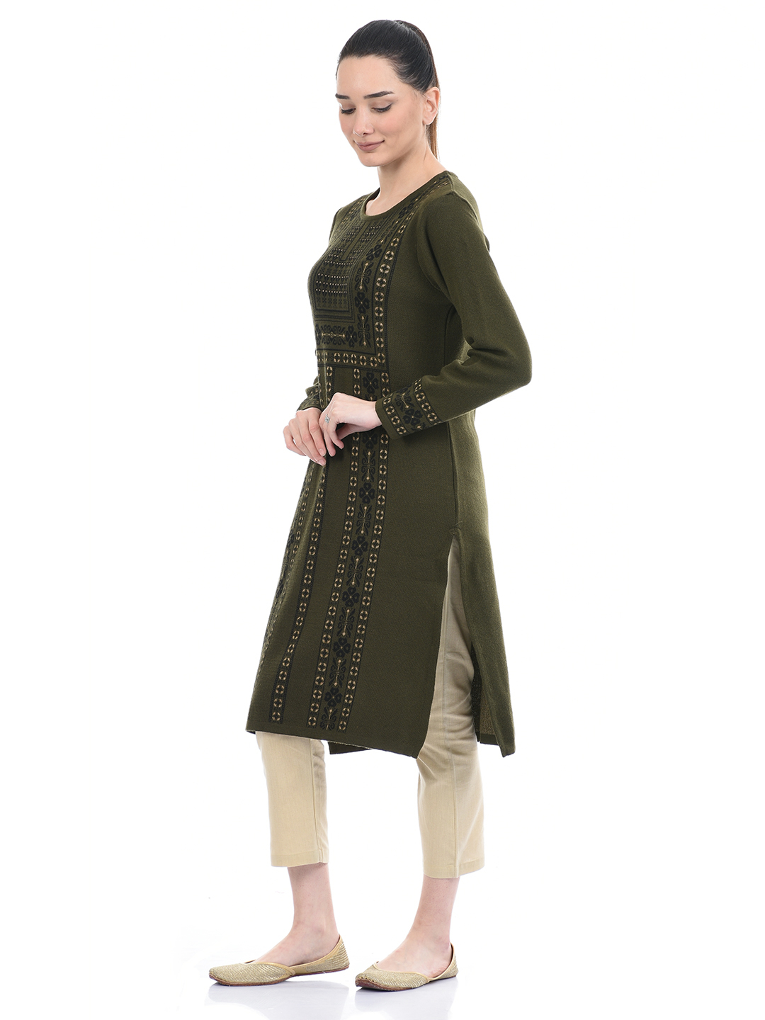 American Eye Women Casual Wear Olive Kurta